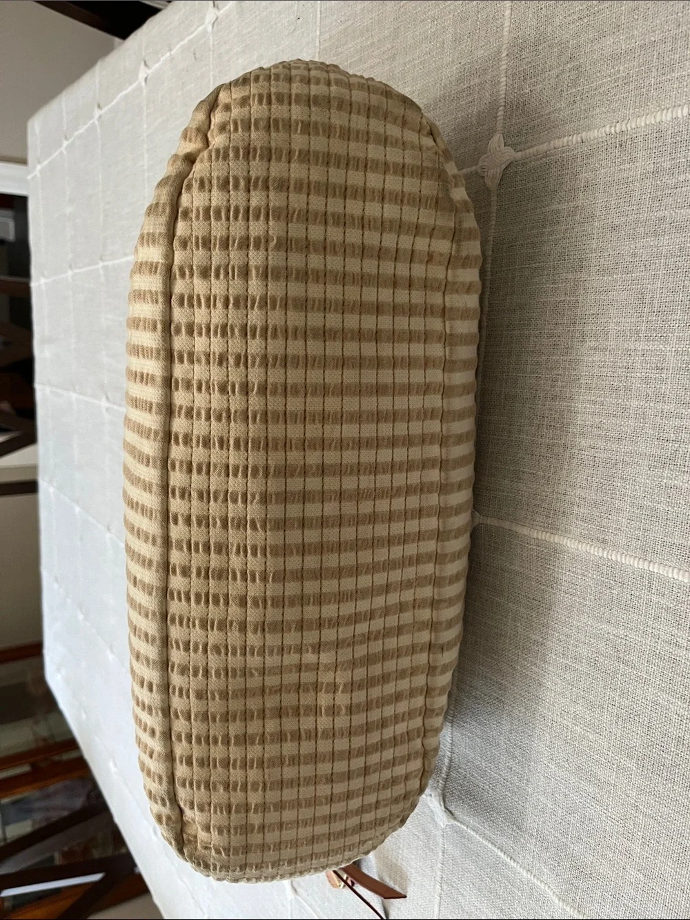 DOONEY&BOURKE VINTAGE Cream Tote with Brown Leather Straps and Navy Accents - Picture 4 of 10